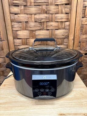 Paderno 6qt Black and Stainless Steel Digital Slow Cooker